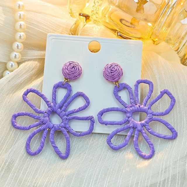 Perforated Floral Drop Earring