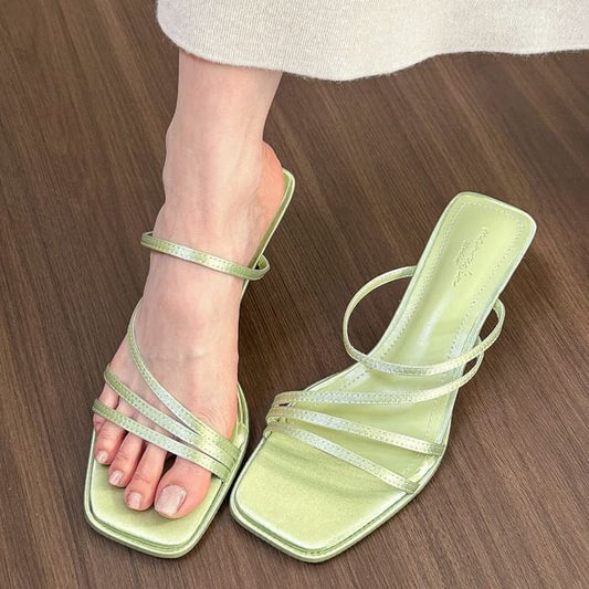 Heel Kitten Sandals Strappy Slide