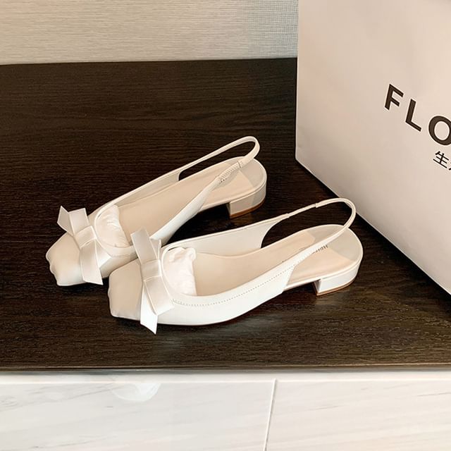 Sandals Slingback Heel Bow Chunky
