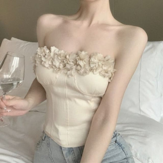 Accent Plain Flower Tube Top