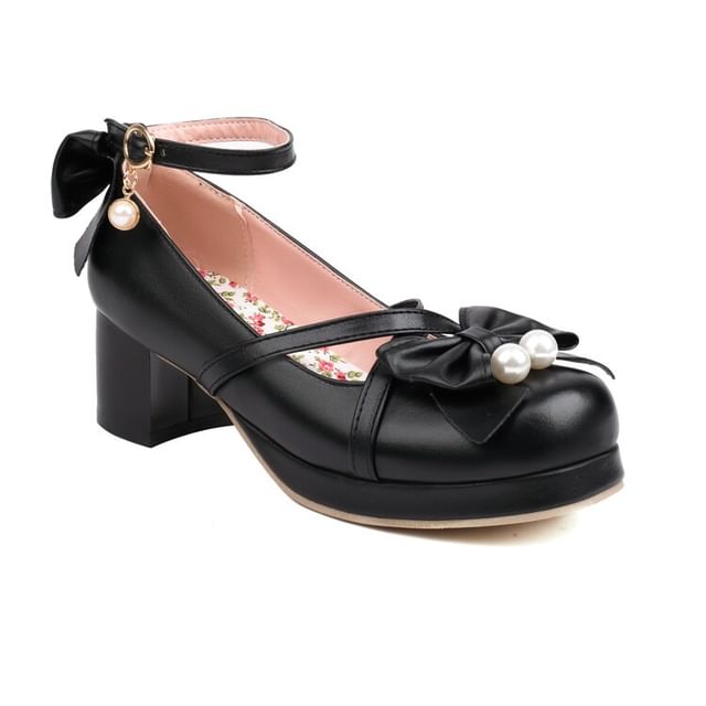 Pumps Jane Ankle Bow Platform Mary Strap