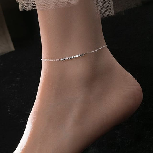 Geometric Bead S925 Sterling Silver Anklet