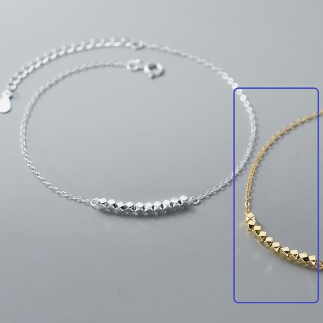 Geometric Bead S925 Sterling Silver Anklet