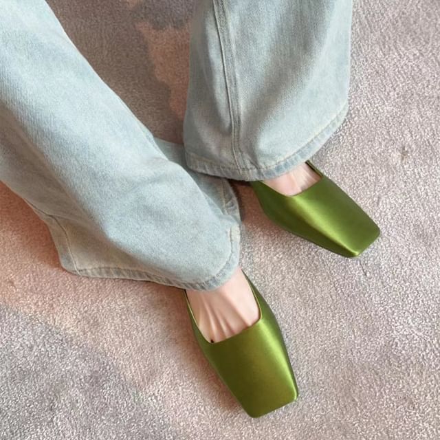 Plain Square Mules Toe Heel Low