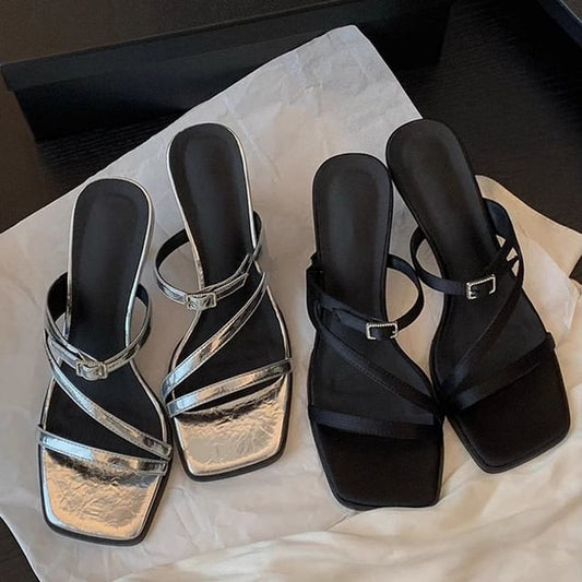 Heel Sandals Toe Kitten Square