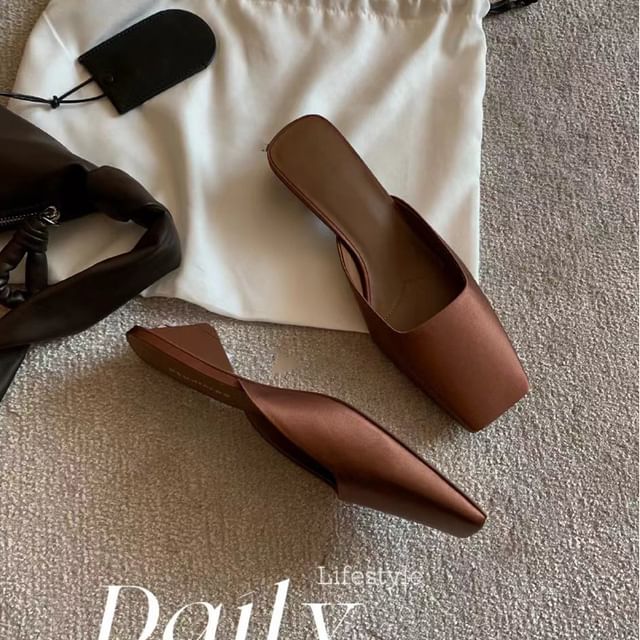 Plain Square Mules Toe Heel Low