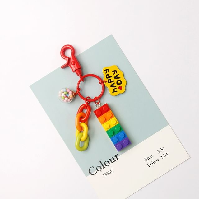 Multicolor Brick Bag Charm / Key Ring