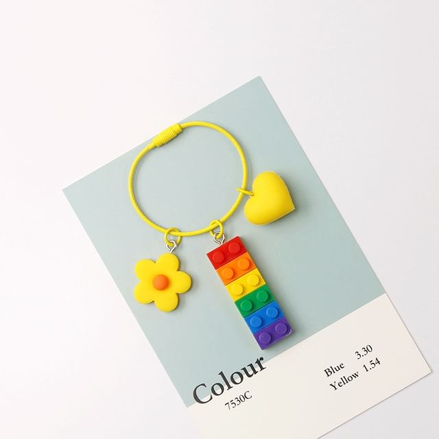 Multicolor Brick Bag Charm / Key Ring