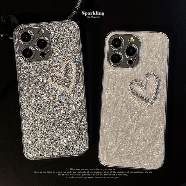 Heart Faux Phone Case Pearl