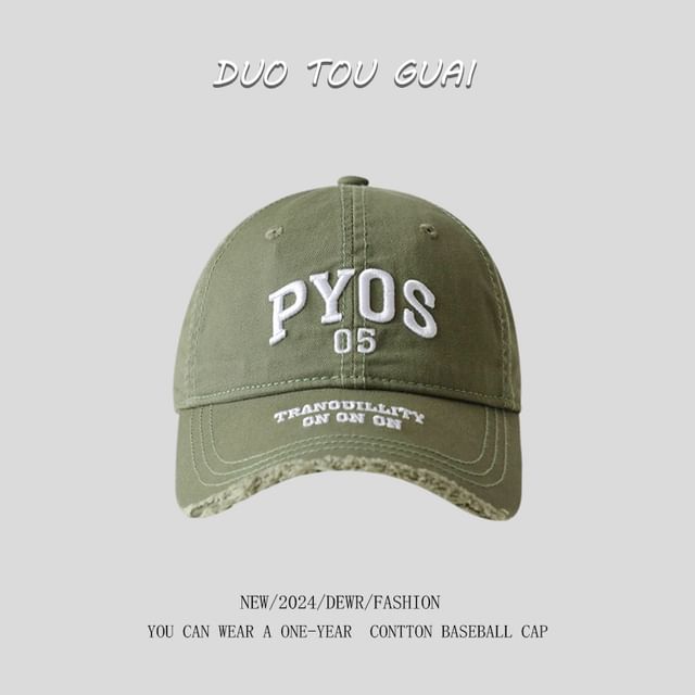 Cap Frayed Lettering Baseball Embroidered