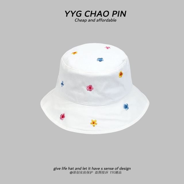 Floral Bucket Hat Embroidered