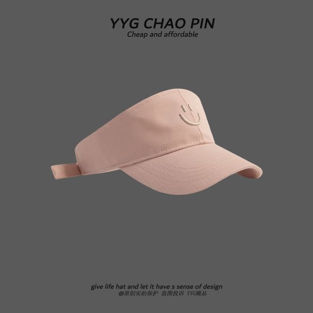 Embroidered Sun Face Visor Smiley