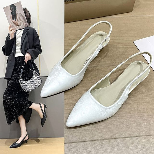 Heel Pointed Slingback Low Sandals