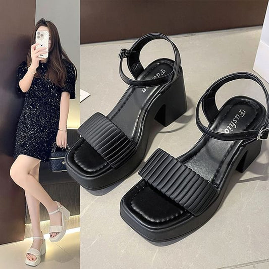 Square Heel Toe Block Sandals