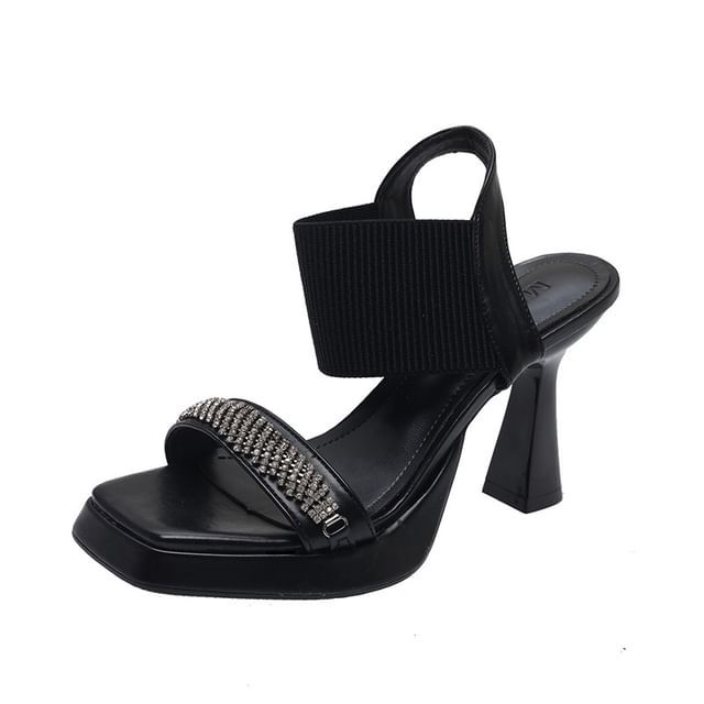 Heel Sandals Rhinestone Wedge