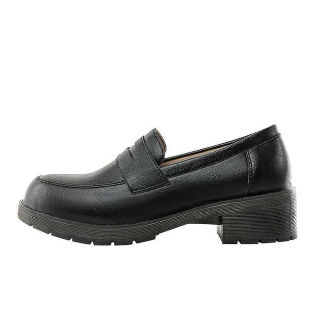 Leather Plain Loafers Faux