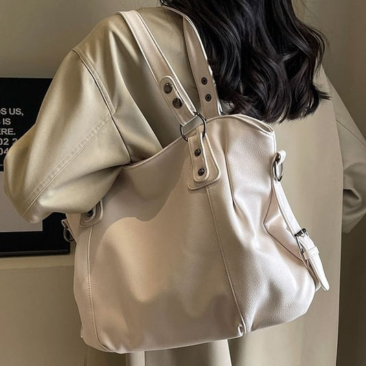 Plain Bag Faux Tote Leather