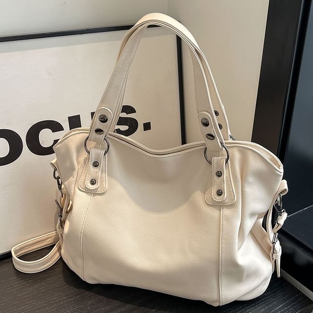 Plain Bag Faux Tote Leather