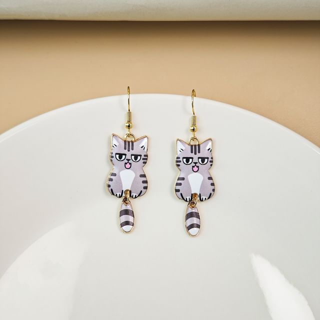 Cat Alloy Drop Earring