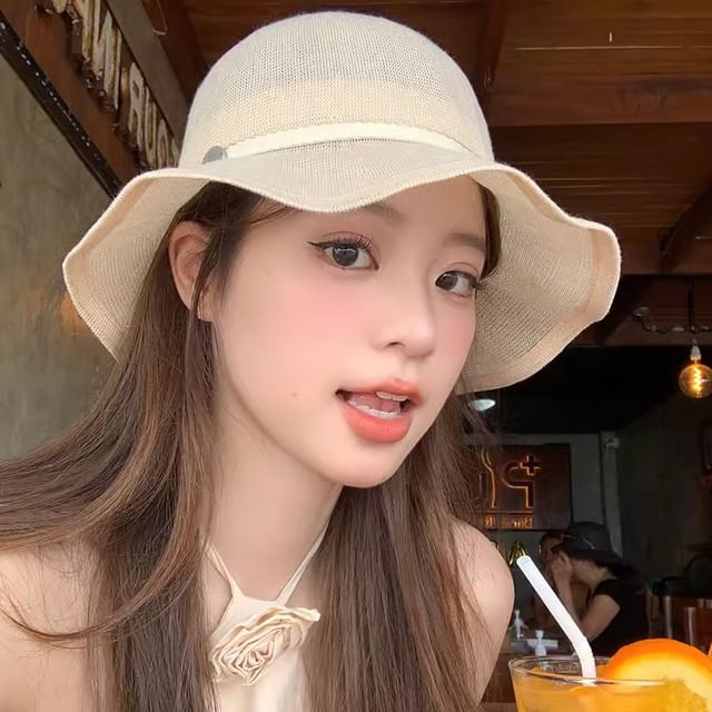 Hat Cotton Linen Bucket Ruffle