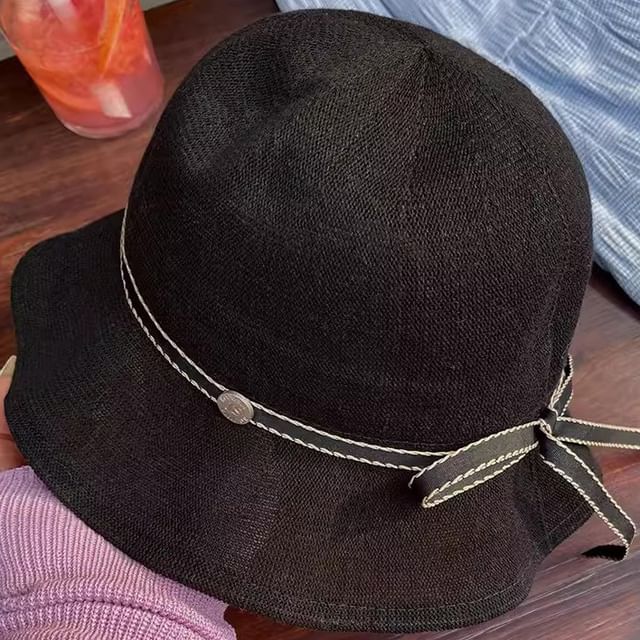 Hat Cotton Linen Bucket Ruffle