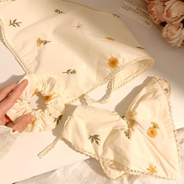Bandana Floral (Various Scrunchie / Designs) Embroidered
