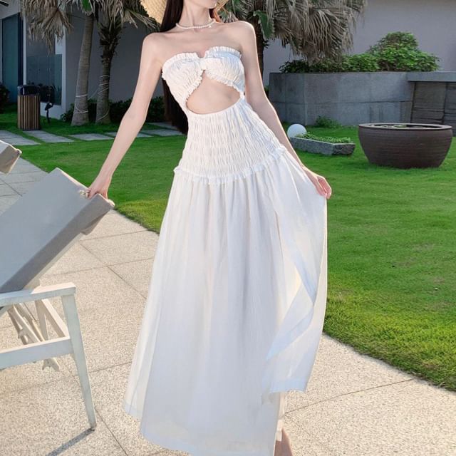 Dress Maxi A-Line Plain Cutout Slit Tube