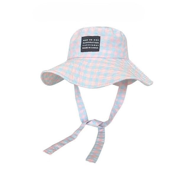 Applique Bucket Lettering Plaid Hat