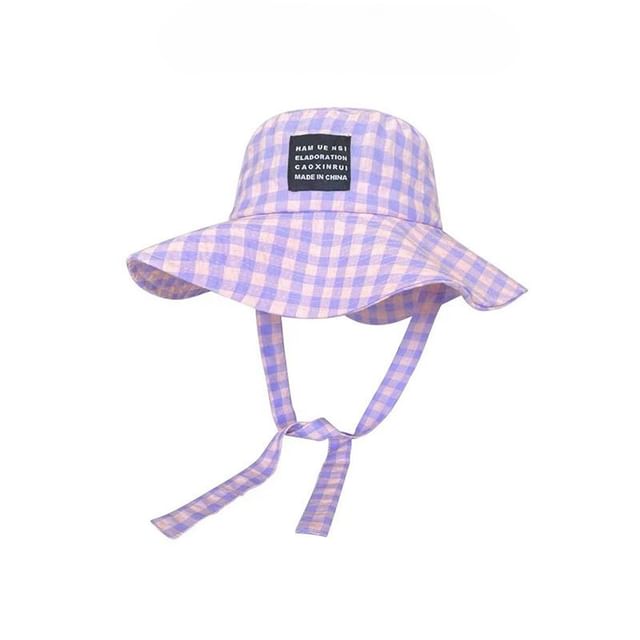 Applique Bucket Lettering Plaid Hat