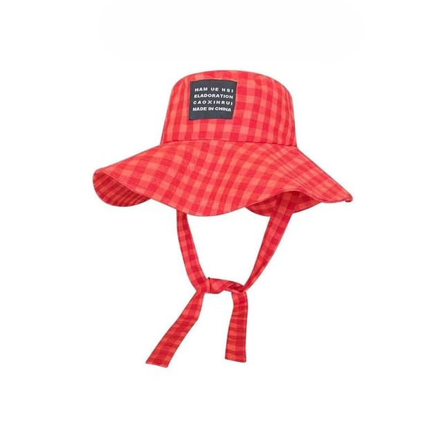 Applique Bucket Lettering Plaid Hat