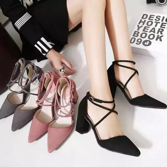 Chunky-Heel Pointy Sandals