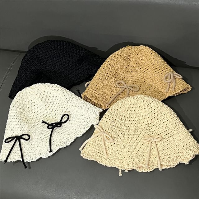 Hat Cloche Knit Bow