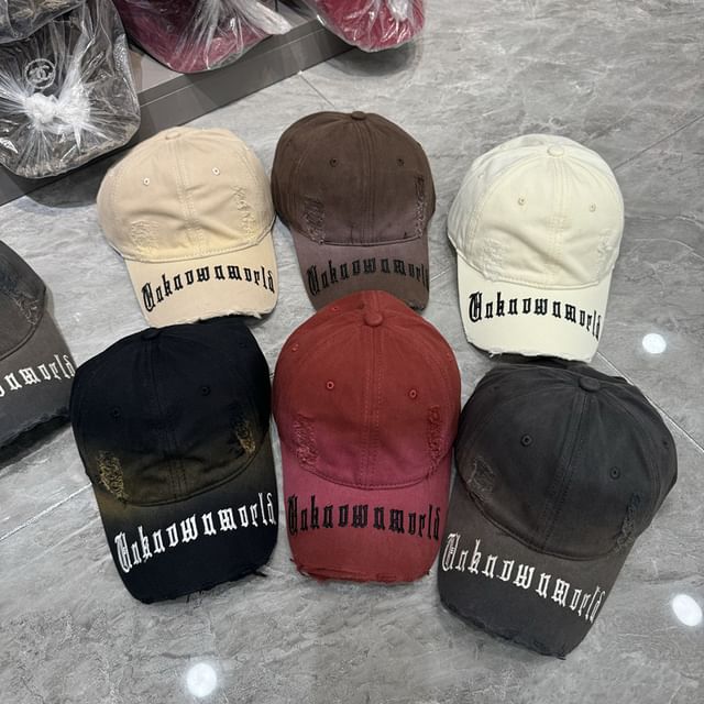 Cap Baseball Distressed Embroidered Lettering