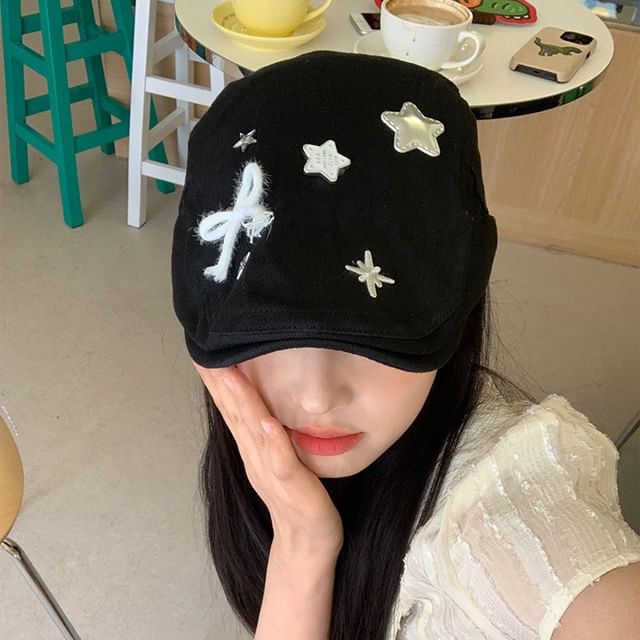 Cap Star Applique Bow Flat