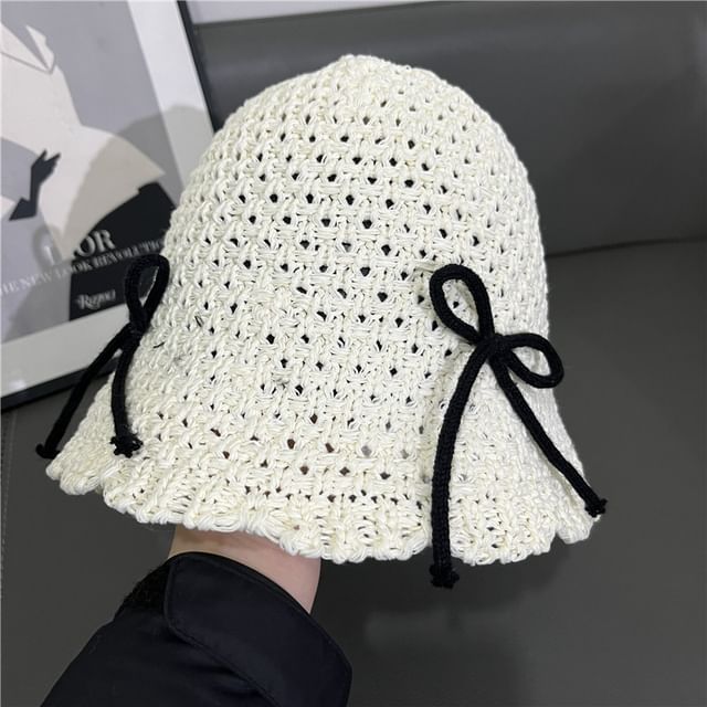 Hat Cloche Knit Bow