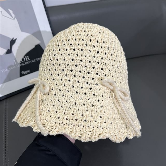 Hat Cloche Knit Bow