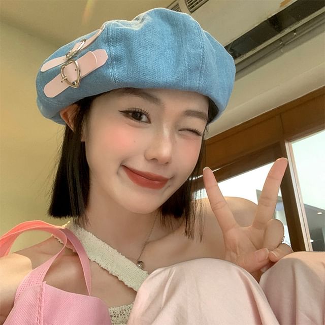 Denim Beret Buckled