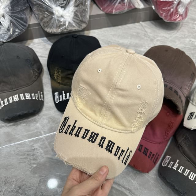 Cap Baseball Distressed Embroidered Lettering