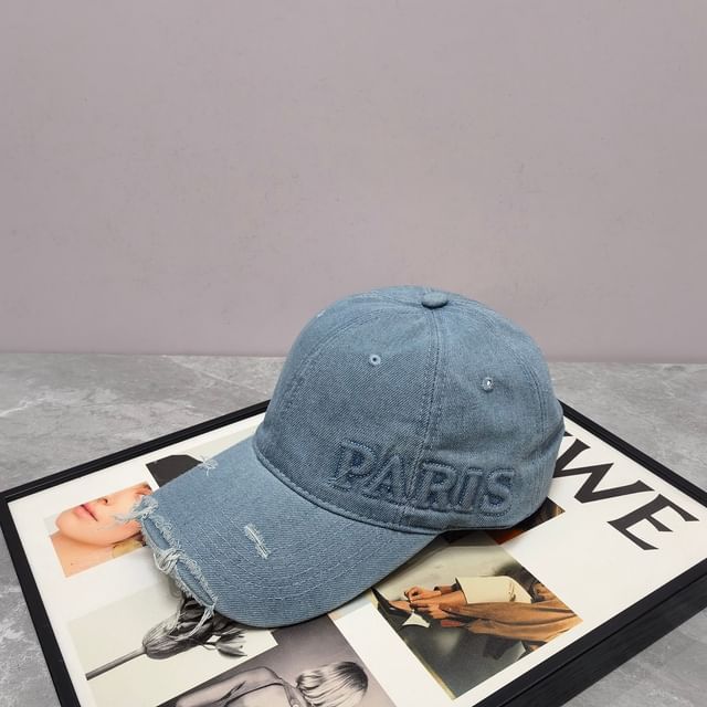 Baseball Lettering Cap Distressed Embossed