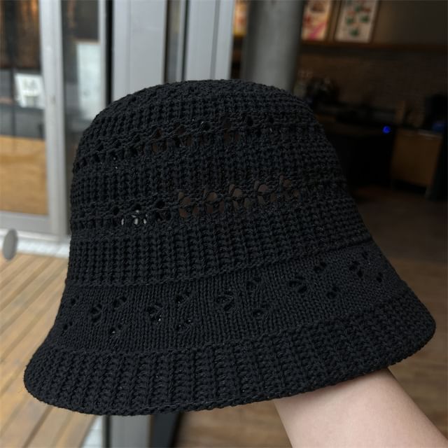 Bucket Knit Perforated Hat Plain