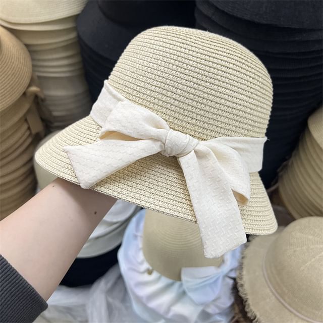 Sun Hat Straw Bow