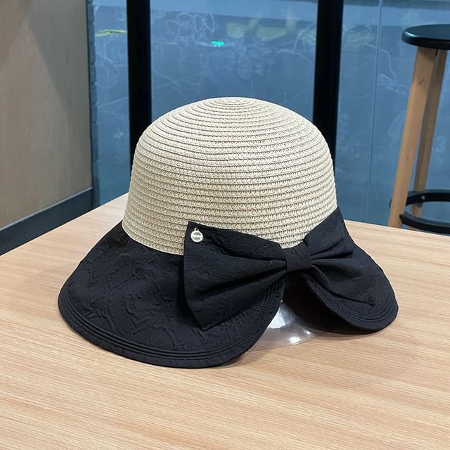 Bow Hat Tone Two Straw Sun