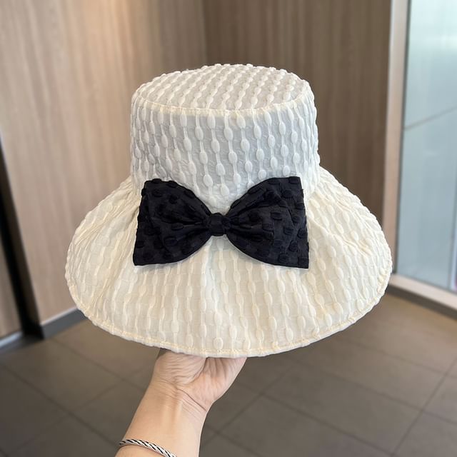 Bucket Jacquard Bow Hat
