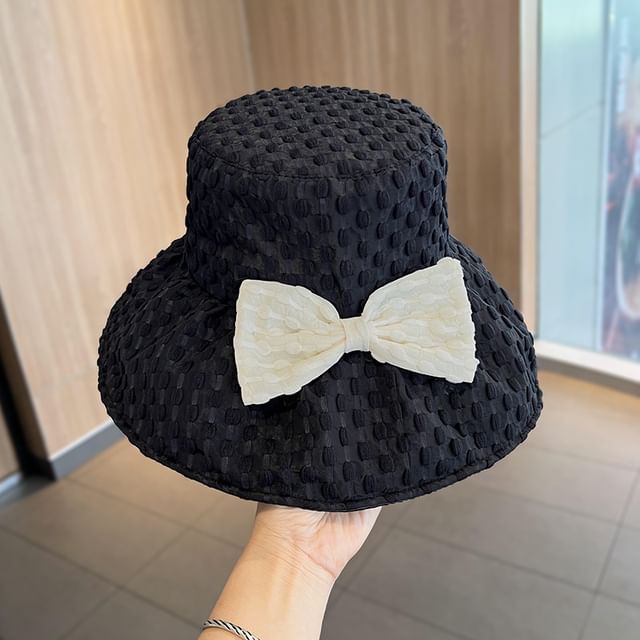 Bucket Jacquard Bow Hat