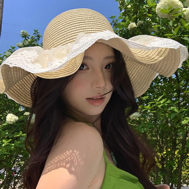Straw Lace Sun Hat Panel