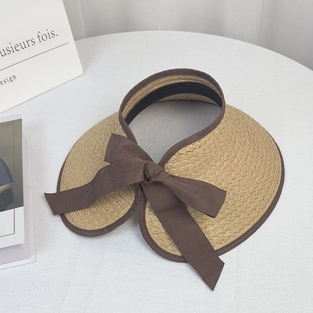 Wide Trim Straw Visor Sun Contrast Brim