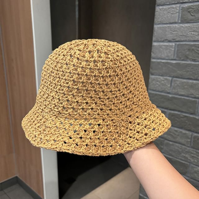 Knit Plain Hat Perforated Bucket