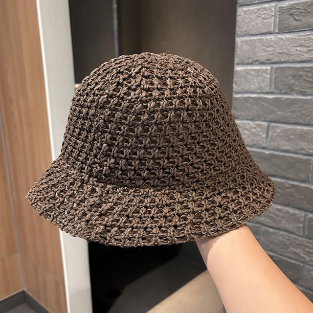 Knit Plain Hat Perforated Bucket