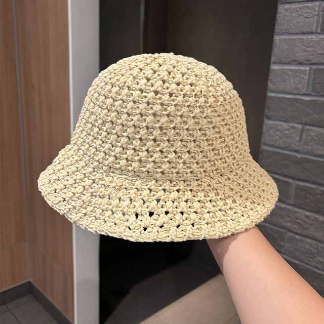 Knit Plain Hat Perforated Bucket