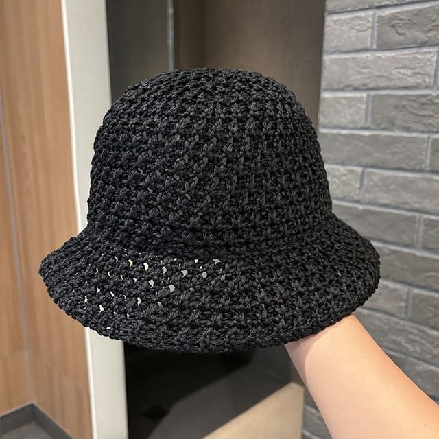 Knit Plain Hat Perforated Bucket
